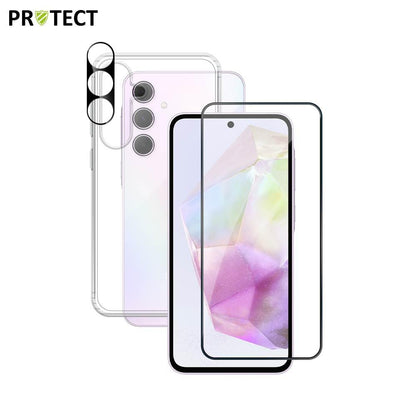Pack Protection Samsung A35 5G - Coque Transparente + Verre Trempé + Lentille |Tech&Co Bzh
