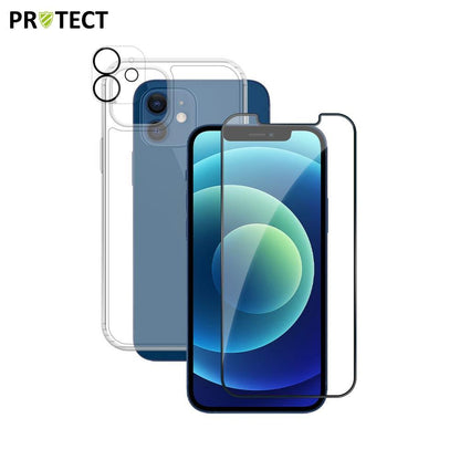 Pack Protection iPhone 12 – Coque Antichoc + Verre Trempé 9H + Protection Lentille – Transparent | Tech&Co Bzh