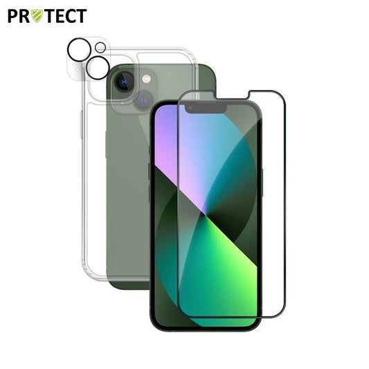 Pack Protection iPhone 13 - Coque Transparente + Verre Trempé + Lentille| Tech&Co Bzh