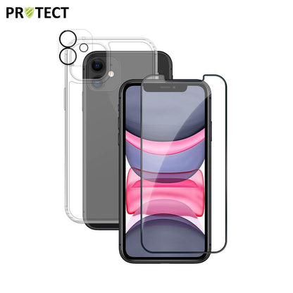 Pack Protection iPhone 11 – Coque Transparente + Verre Trempé HD + Protection Lentille – Anti-Choc & Anti-Rayures | Tech&Co Bzh