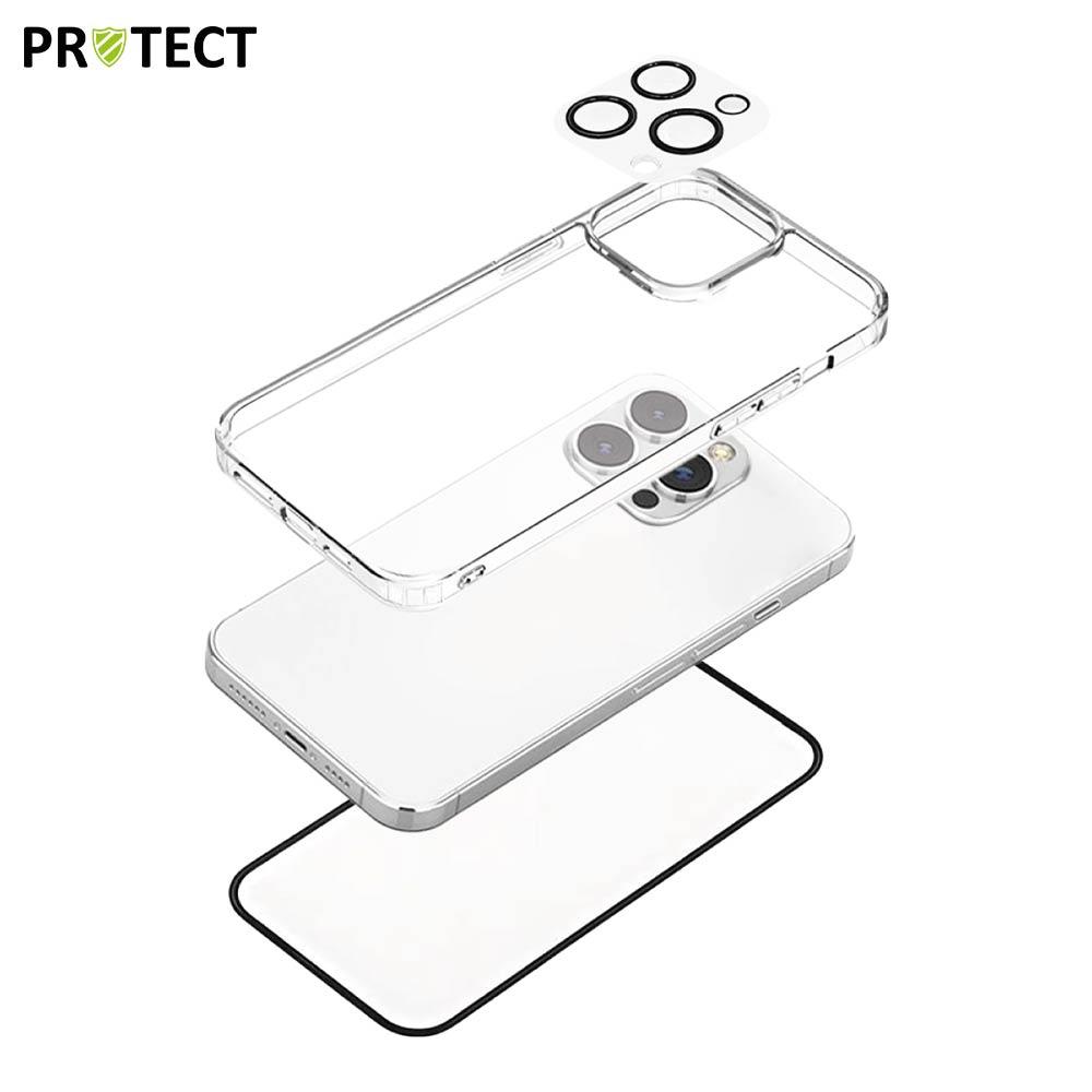 Pack Protection iPhone 13 - Coque Transparente + Verre Trempé + Lentille| Tech&Co Bzh