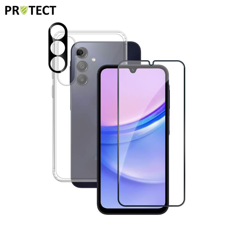 Pack Protection Samsung A15 5G/4G - Coque Transparente + Verre Trempé + Lentille | Tech&Co Bzh