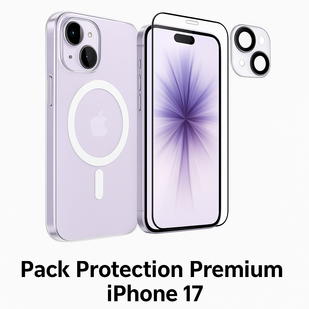 Pack Protection Premium iPhone 17 – Coque MagSafe + Verre Trempé HD 9H + Protection Lentille| Tech&Co Bzh